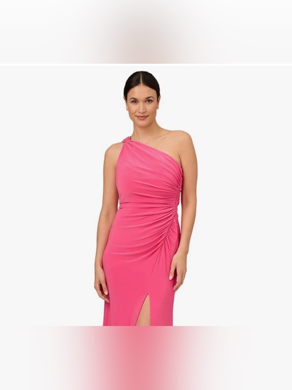 NWT Adrianna Papell Pink Lotus One shoulder jersey Gown Womens size 8